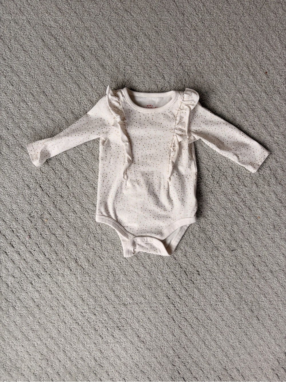Cat & Jack Cream Long-Sleeve Ruffle One-Piece Bodysuit with Sparkle